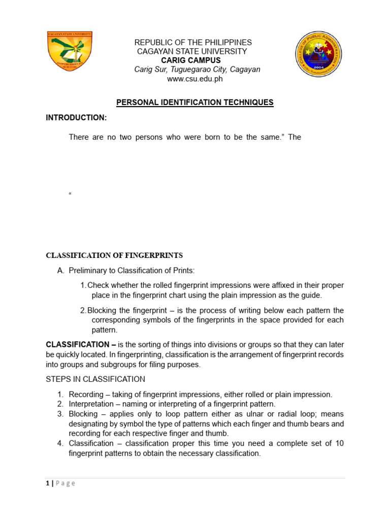 Personal Identification Lecture Mid (3) | PDF | Fingerprint
