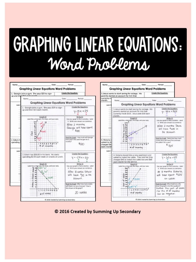 Linear graphs - word problems | PDF