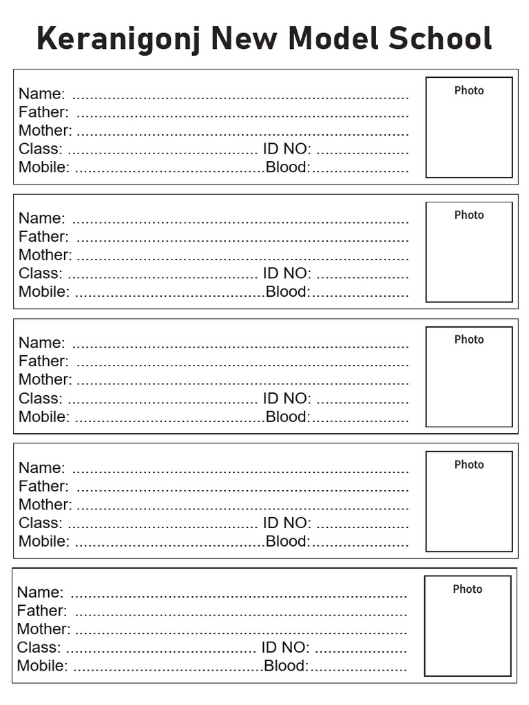 ID Card Information Form English | PDF
