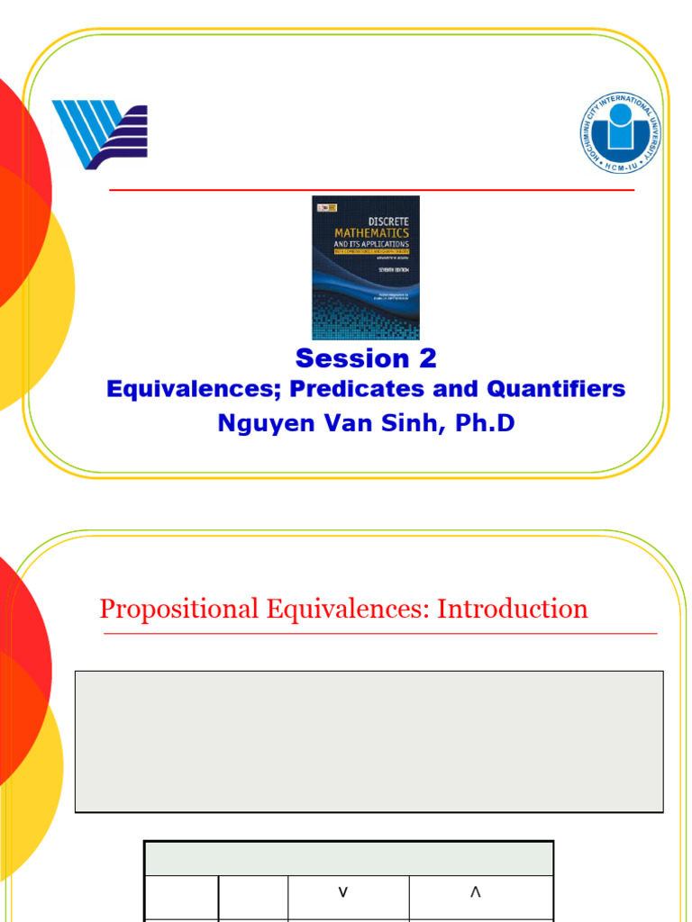Session 2 - Equivalences_ Predicates and Quantifiers_p | PDF | First ...