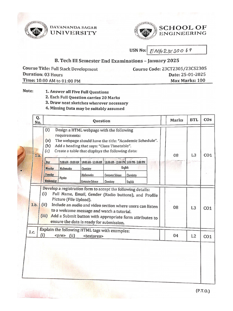3rd Sem Question Papers (5) | PDF