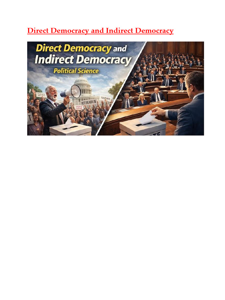 Direct Democracy & Indirect Democracy | PDF | Democracy | Political ...