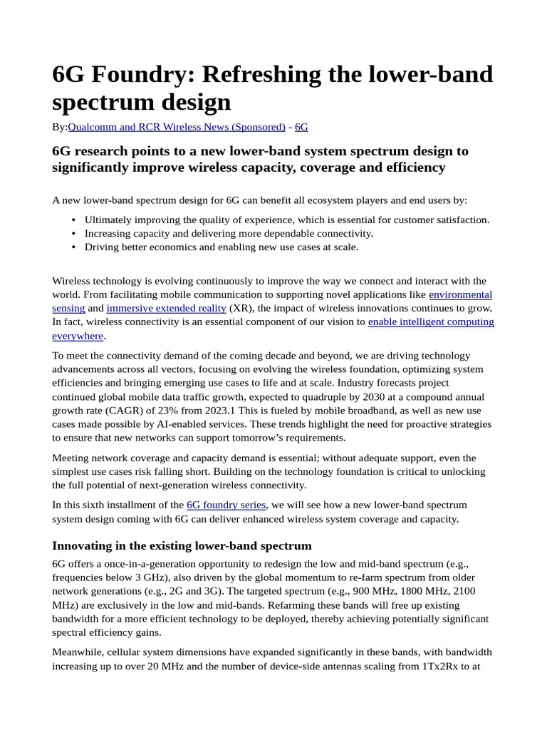 6G Foundry - Refreshing the Lower-band Spectrum Design | PDF | Duplex ...