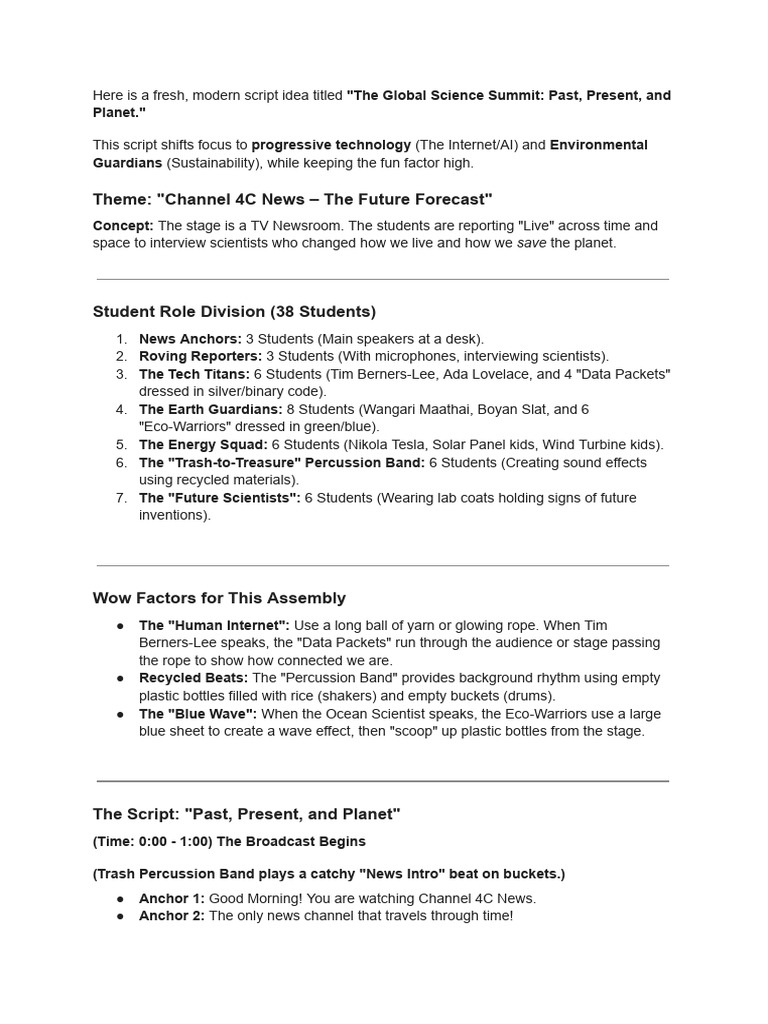 Here is a Fresh, Modern Script Idea Titled _The Global Science Summit ...
