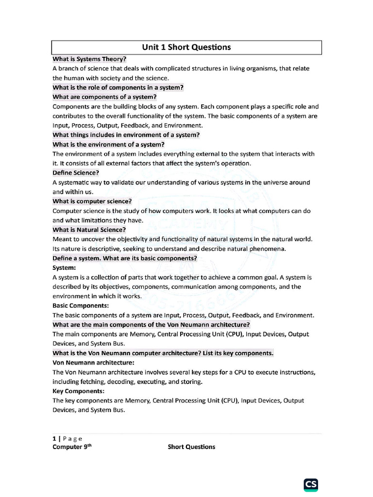 9th Class Computer Notes | PDF