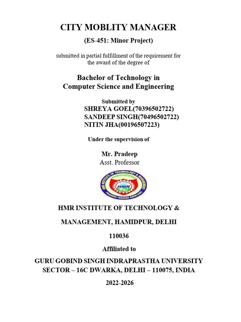 Minor Project Front Pages (2) | PDF