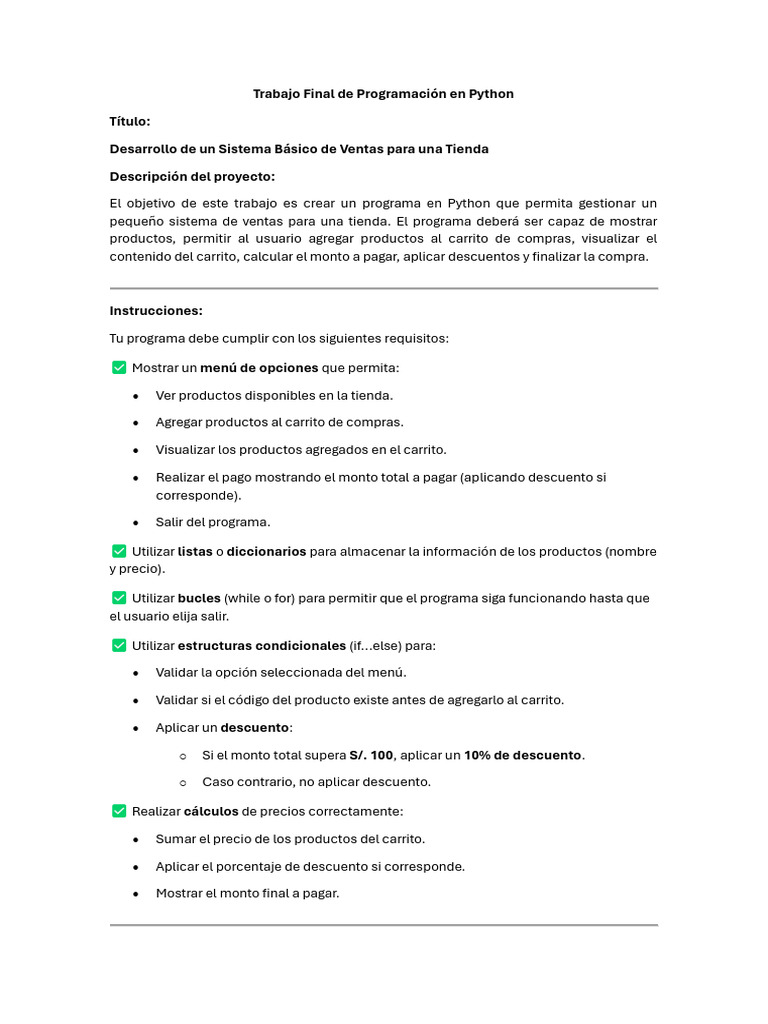 Trabajo Final de Fundamentos de Python | PDF