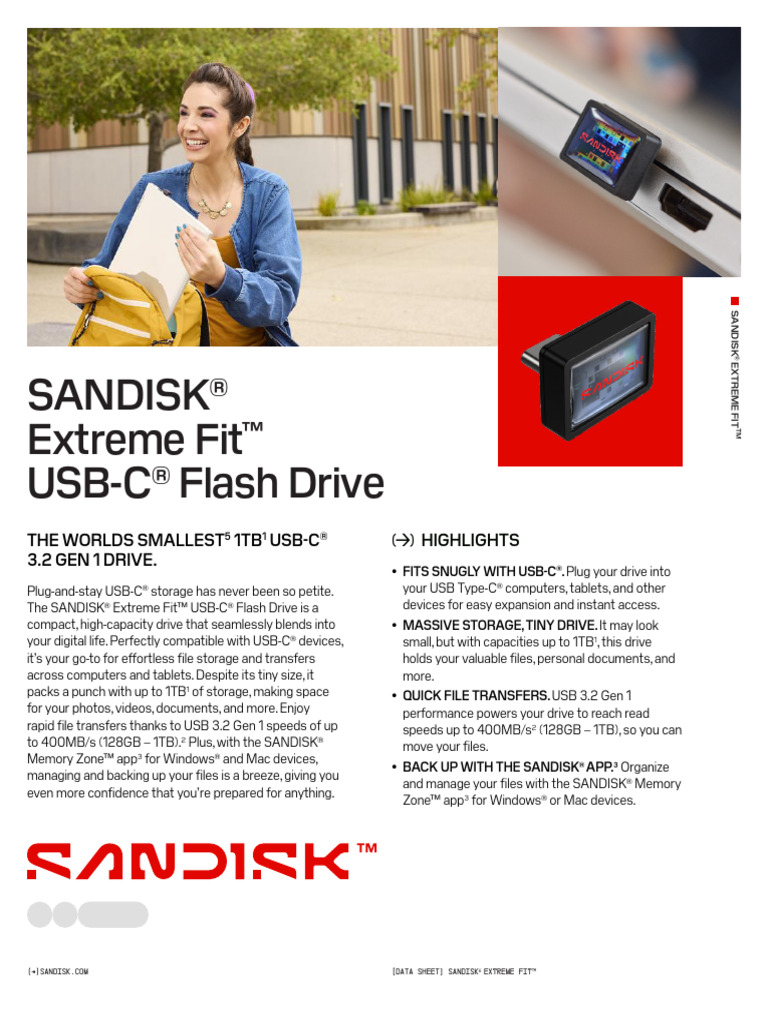 Data Sheet Extreme Fit Usb C | PDF | Usb Flash Drive | Usb