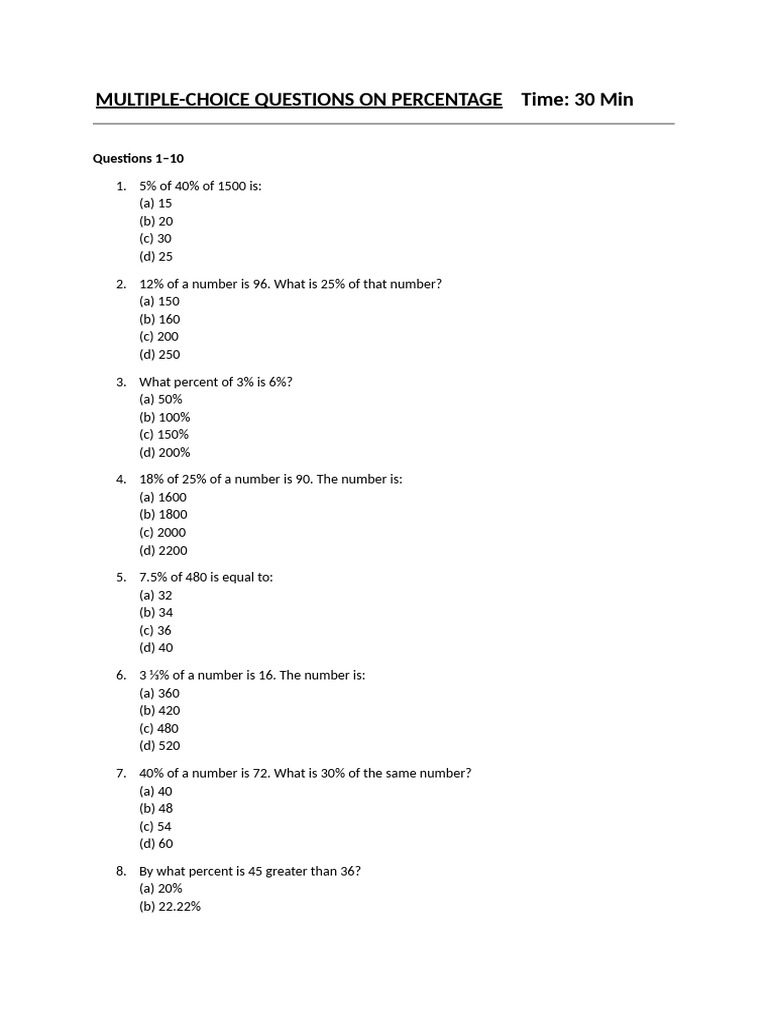 50 Question Percentage | PDF | Percentage | Chess Theory