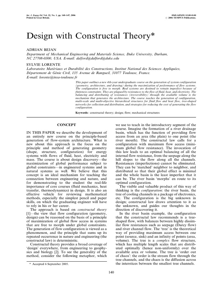 Design With Constructal Theory | PDF | Heat | Heat Transfer