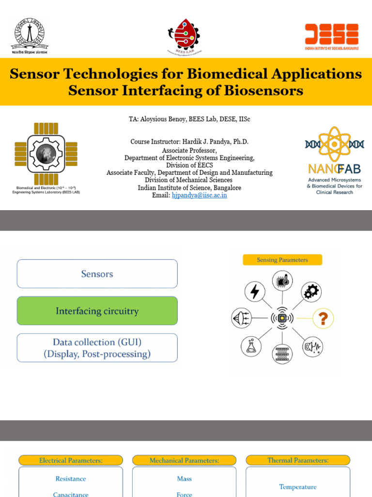 Sensor Interfacing of Biosensors | PDF