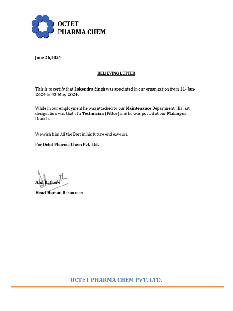 Relieving Letter | PDF