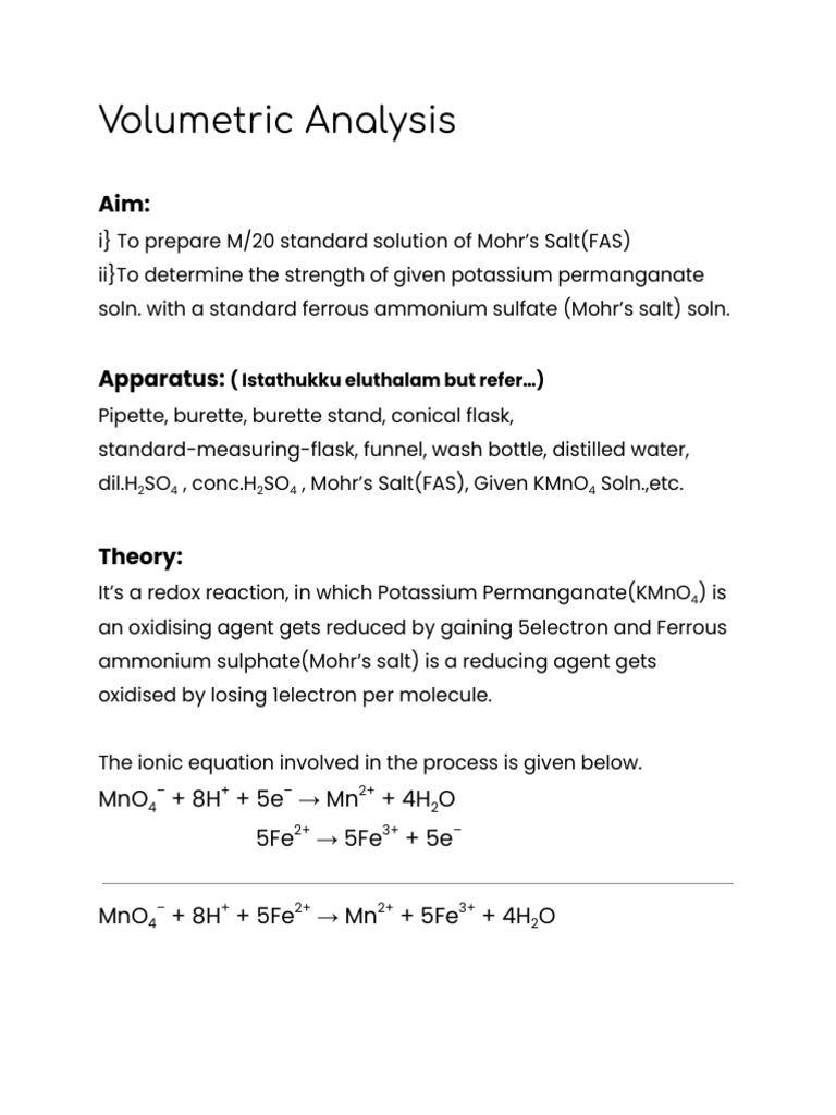 Volumetric Analysis | PDF