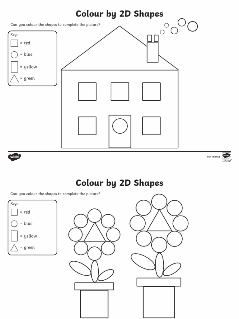 Colour by 2d Shapes Activity Sheets | PDF
