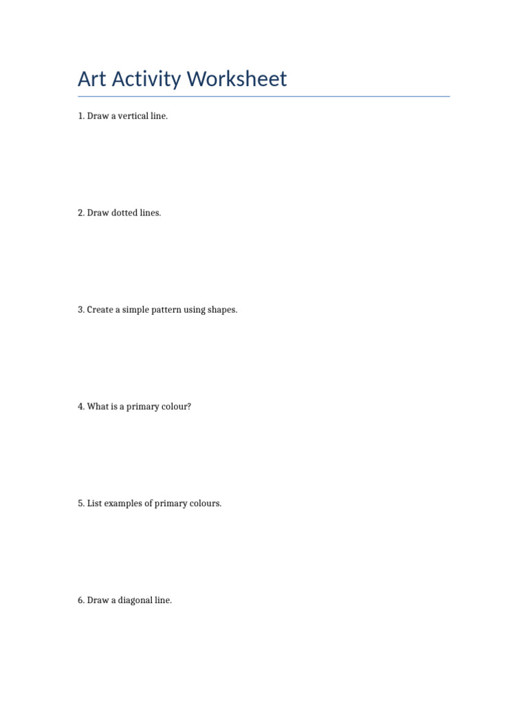 Art Activity Worksheet-1 | PDF