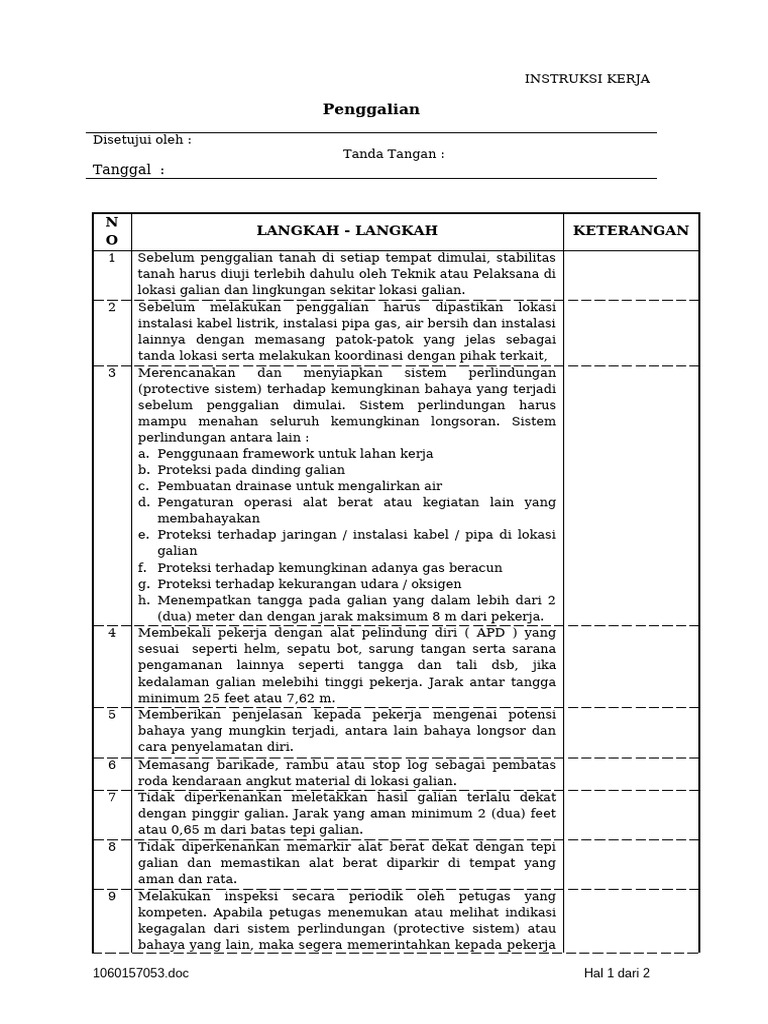 IK.smk3.014.00 Penggalian | PDF