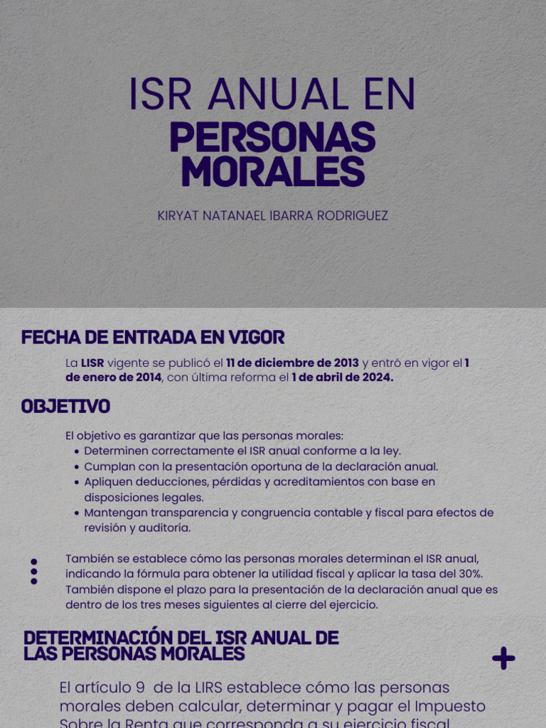 Isr Anual en Personas Morales | PDF | Impuesto sobre la renta ...