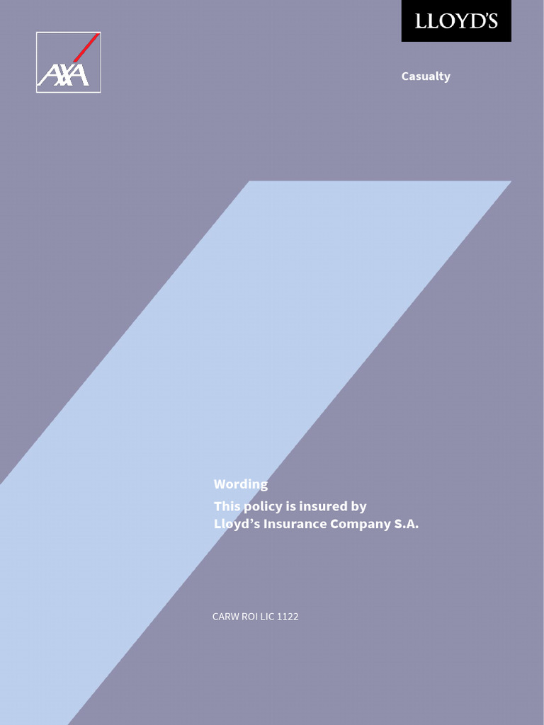 Ambris AXA XL Combined All Risks Policy 1122 | PDF | Insurance ...