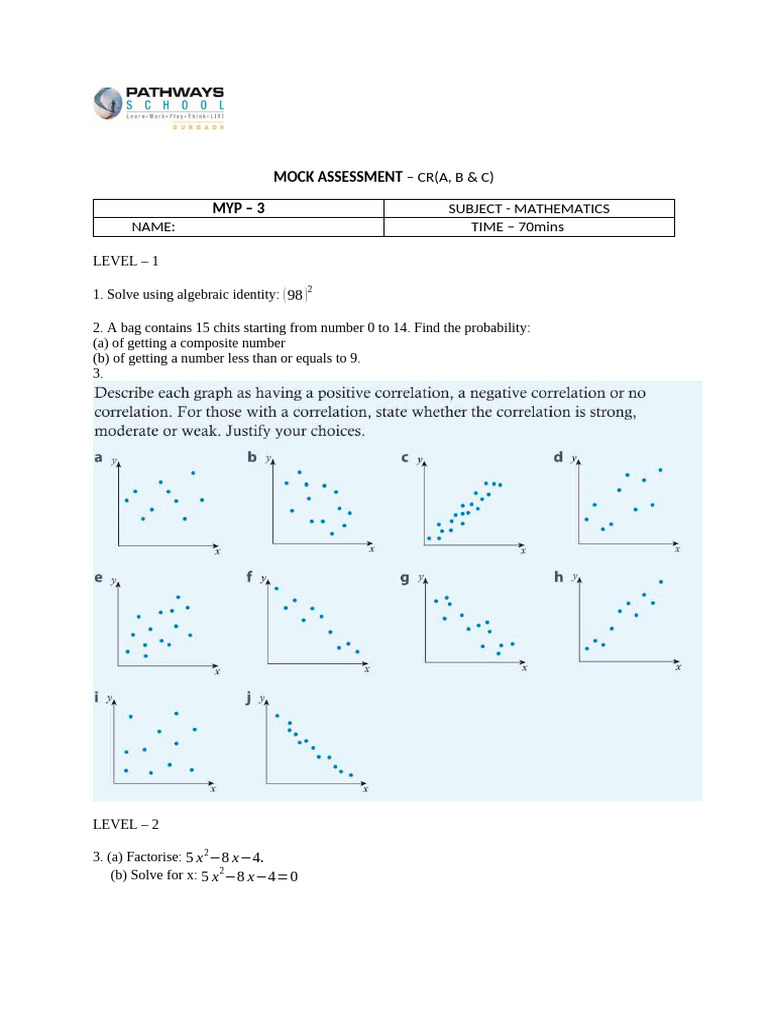 Revision Eoya - Worksheet 3 - Myp 3 | PDF