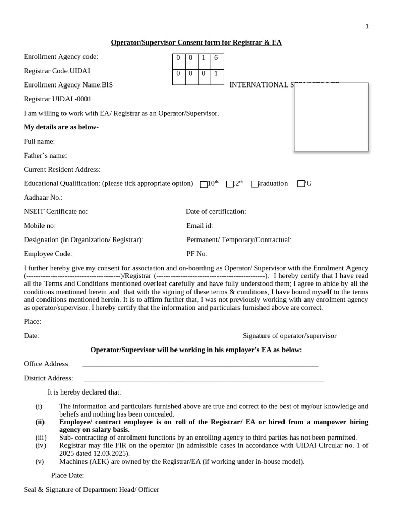Operator Consent Form2 | PDF | Justice | Crime & Violence