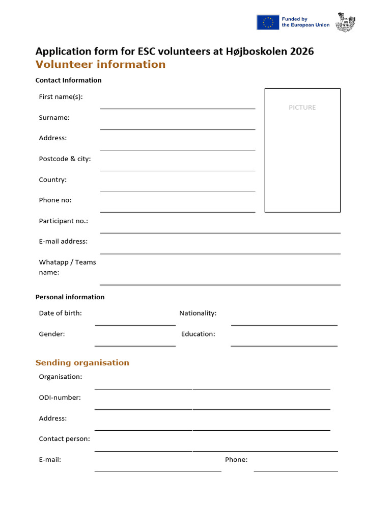 ESC Højboskolen Application Form 2026-2027 | PDF