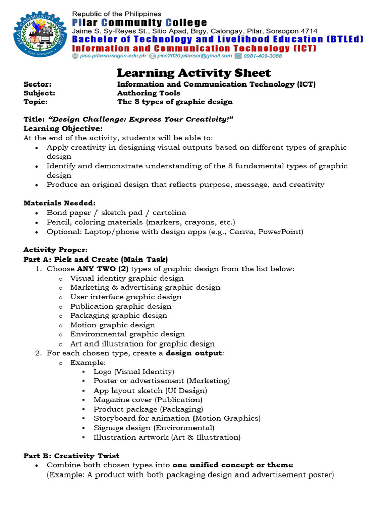 Learning Activity 8 Types of Graphic Design | PDF | Graphic Design ...