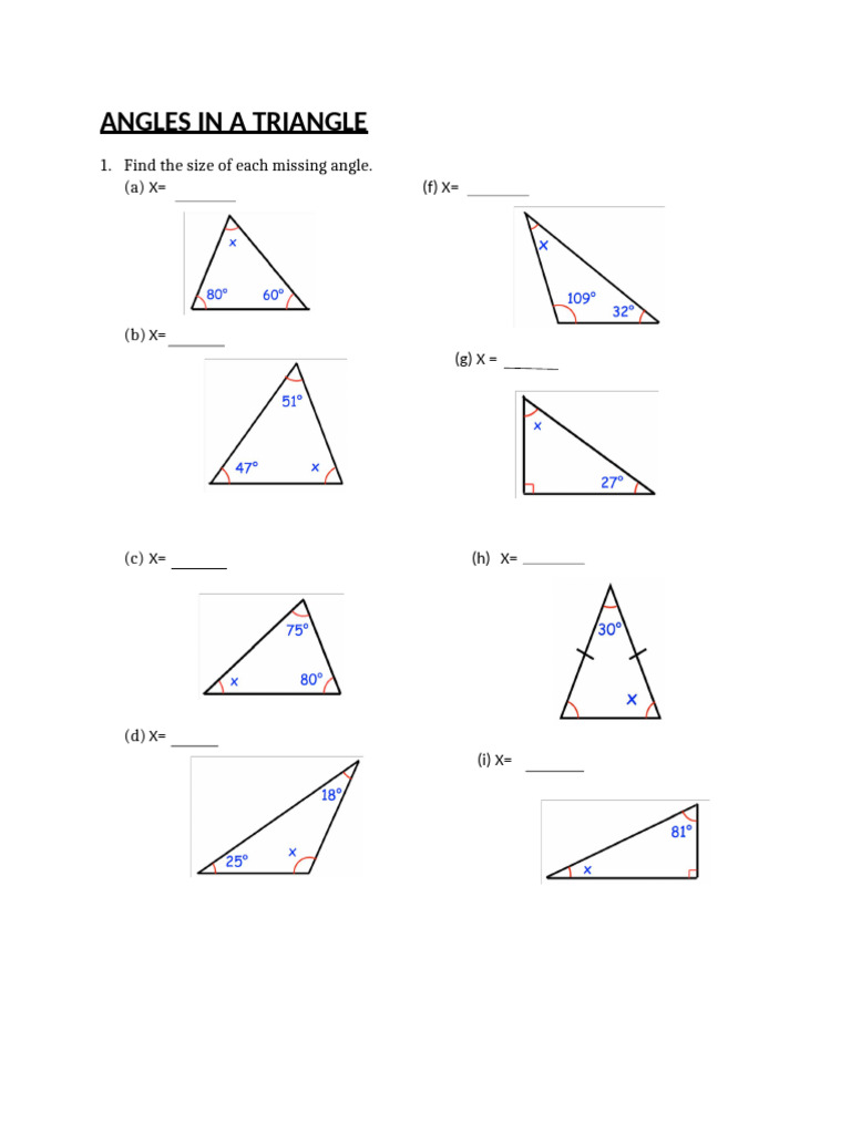 Angles in a Triangle | PDF