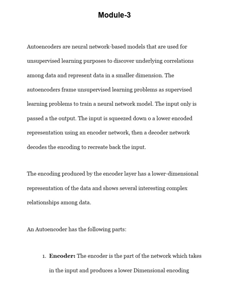 AAI Module 3 Types of Auoencoder | PDF | Algorithms | Cognition