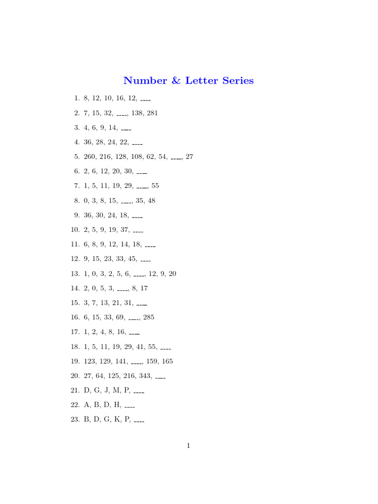 Logical Reasoning - II - Number & Letter Series | PDF