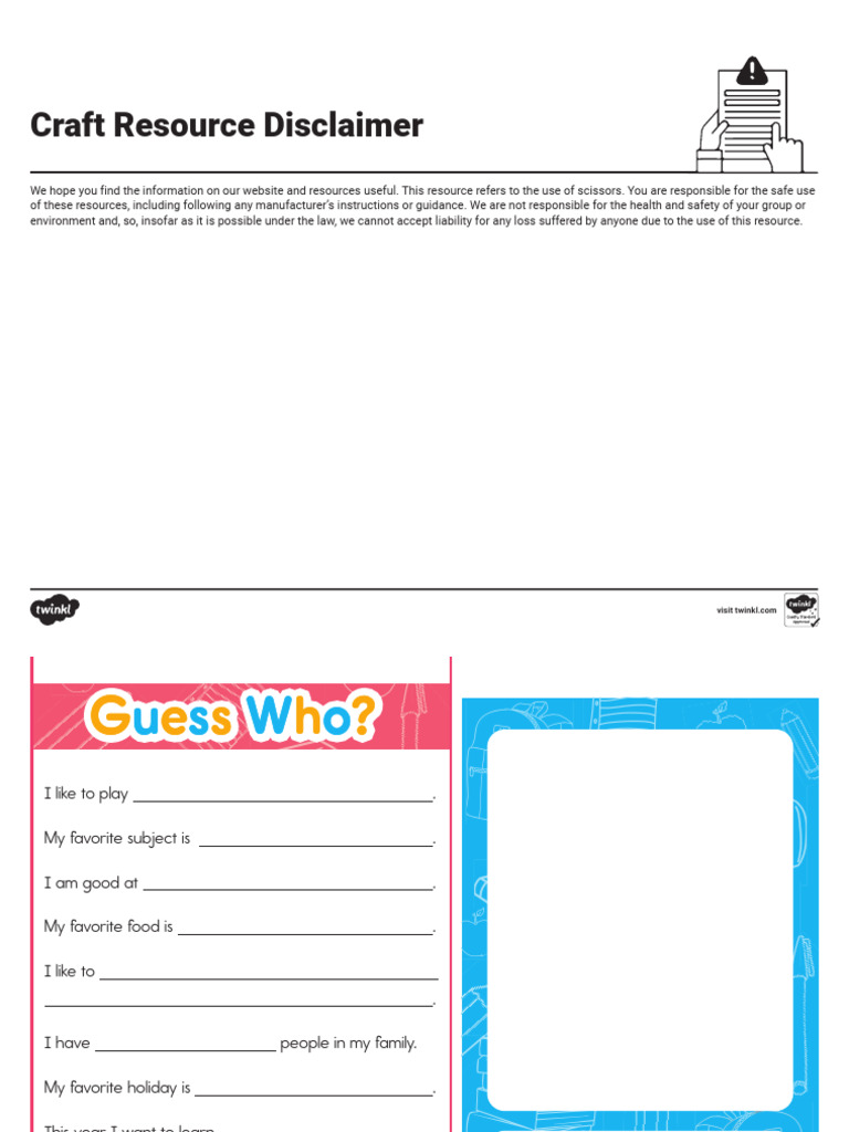 Color Guess Who Back to School Worksheet | PDF