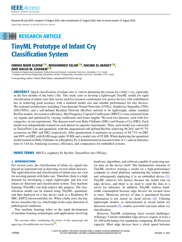 TinyML Prototype of Infant Cry Classification System | PDF | Computing ...
