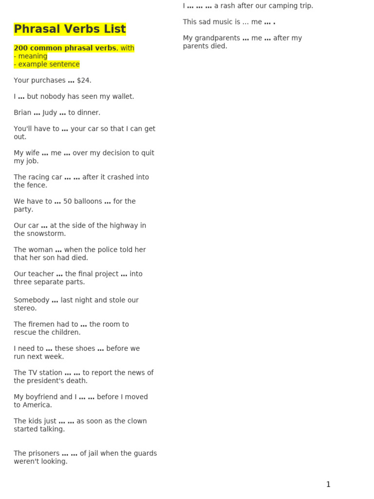 200 Phrasal Verbs List | PDF