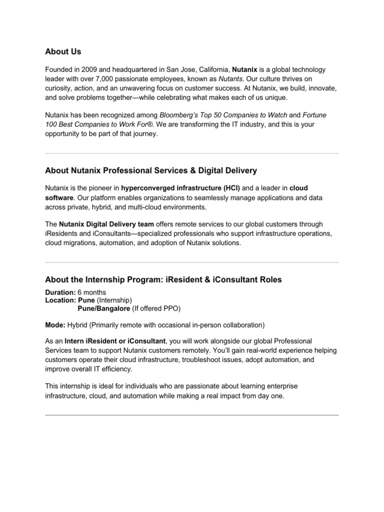 RRE Internship JD 2026 | PDF | Cloud Computing | Information Technology