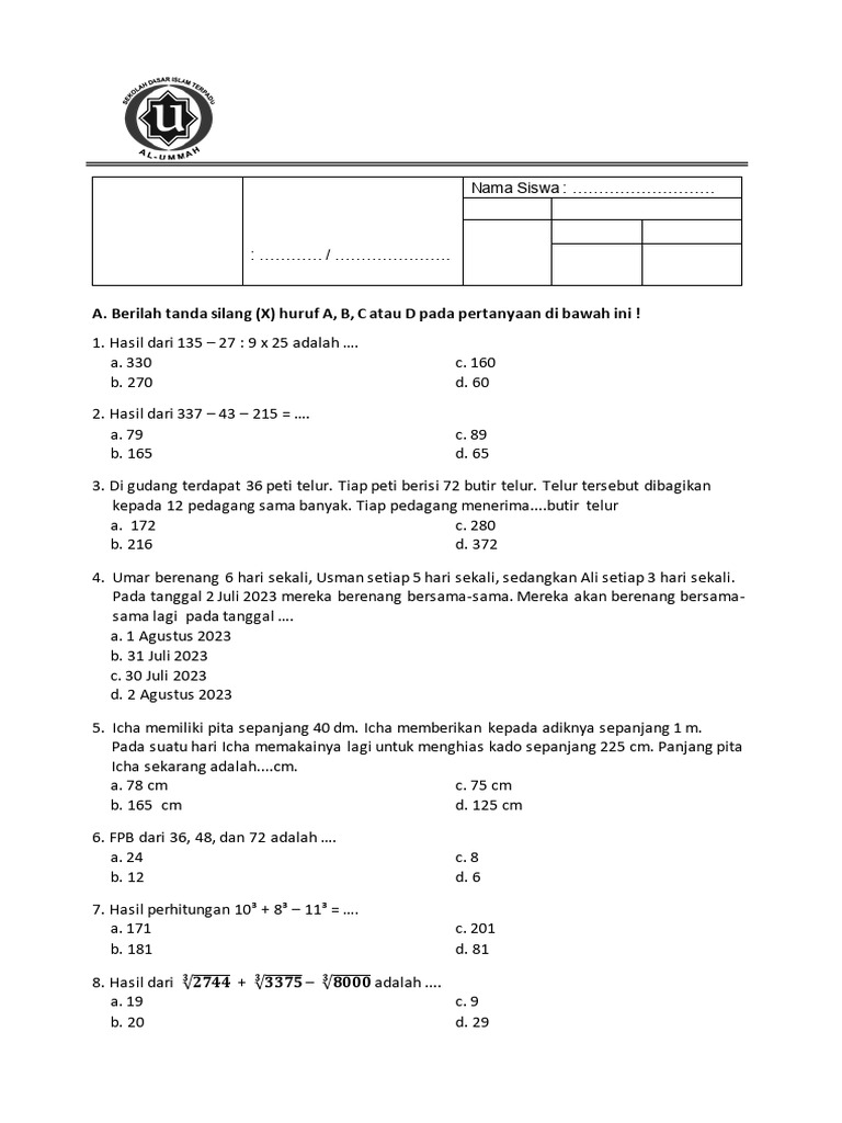 Soal Sat Matematika | PDF