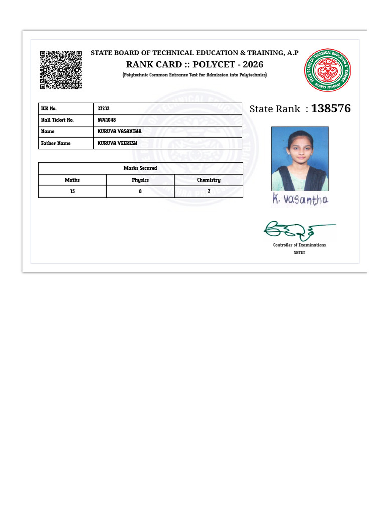Print Rank Card | PDF