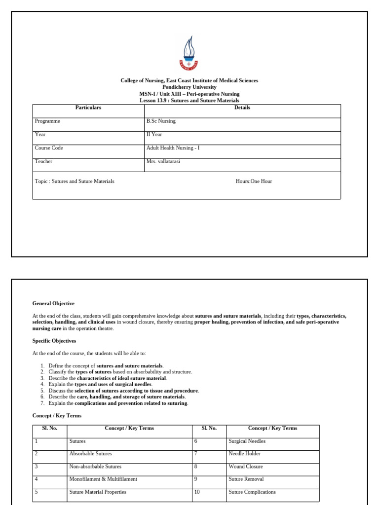 Sutures and Suture Materials 9 | PDF | Surgical Suture | Wound