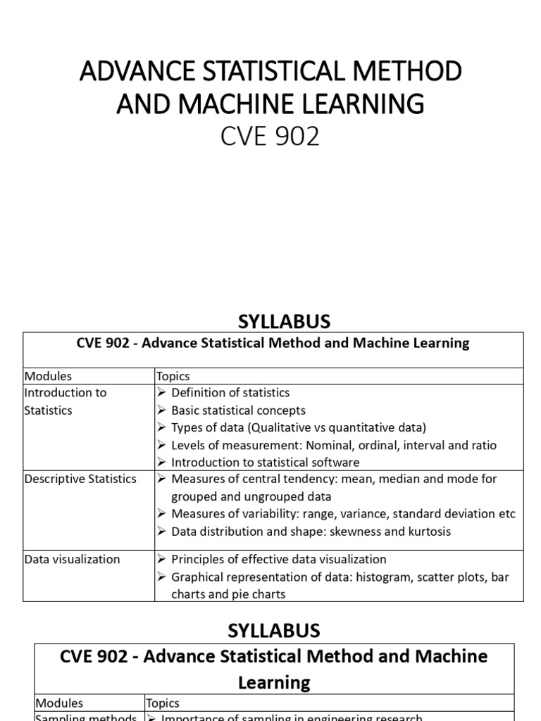 Advance Statistical Method and Machine Learning | PDF | Statistics ...