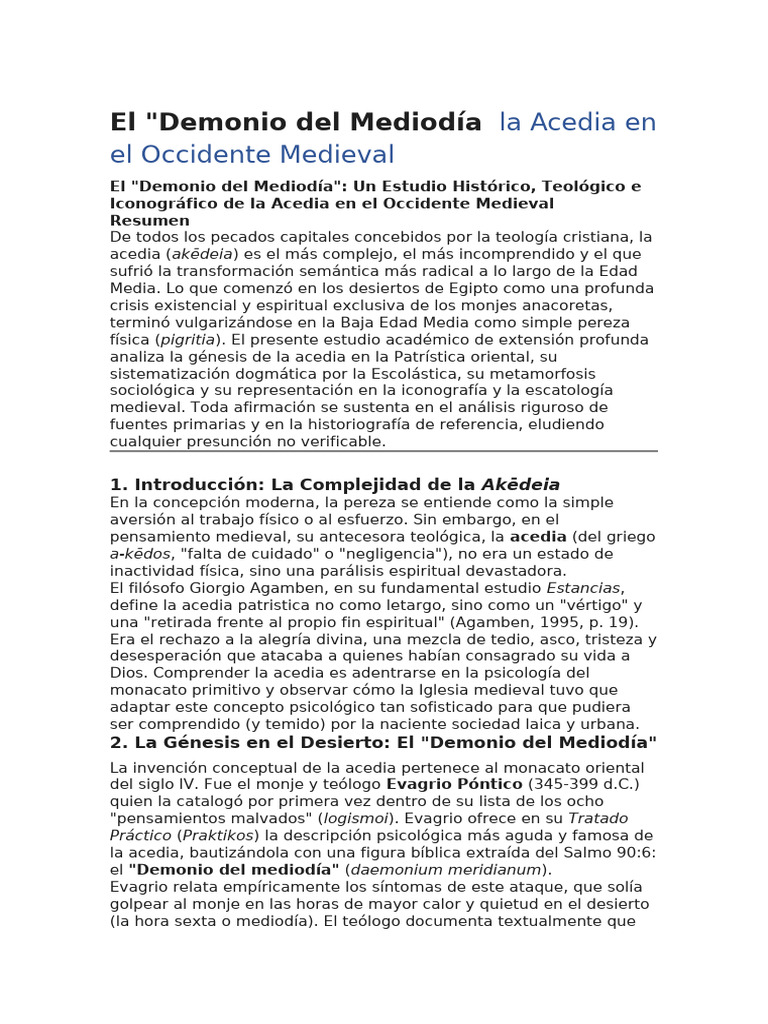 Estudio Histórico, Teológico e Iconográfico de la acedia en el ...