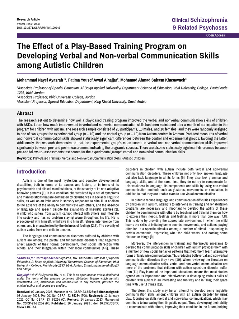 The Effect of a Playbased Training Program on Developing Verbal and ...
