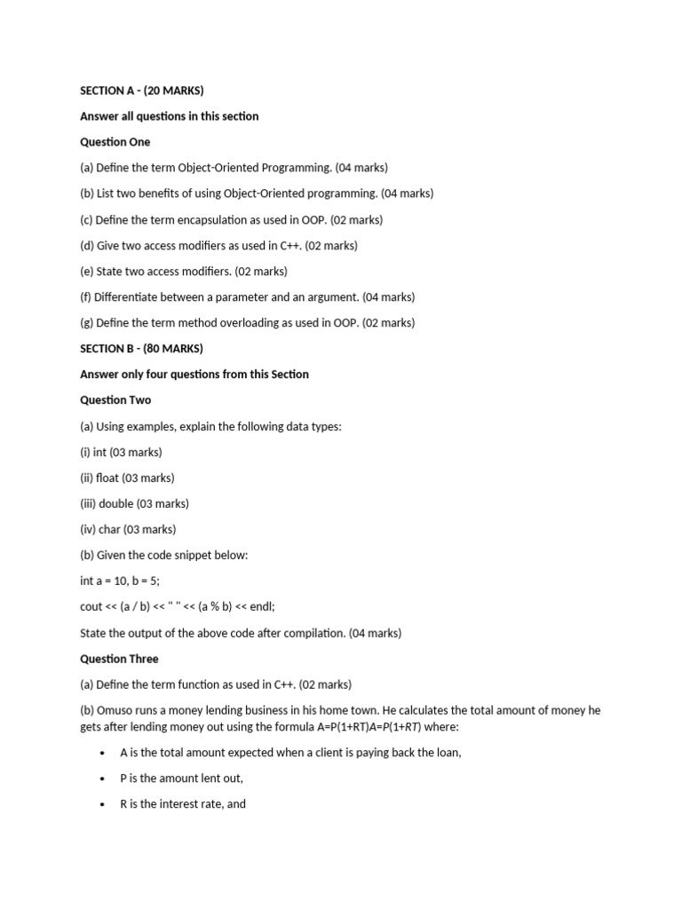 programming language fundamentals C++ | PDF | Object Oriented ...