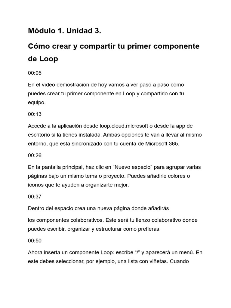 Como Crear y Compartir Tu Primer Componente de Loop. | PDF