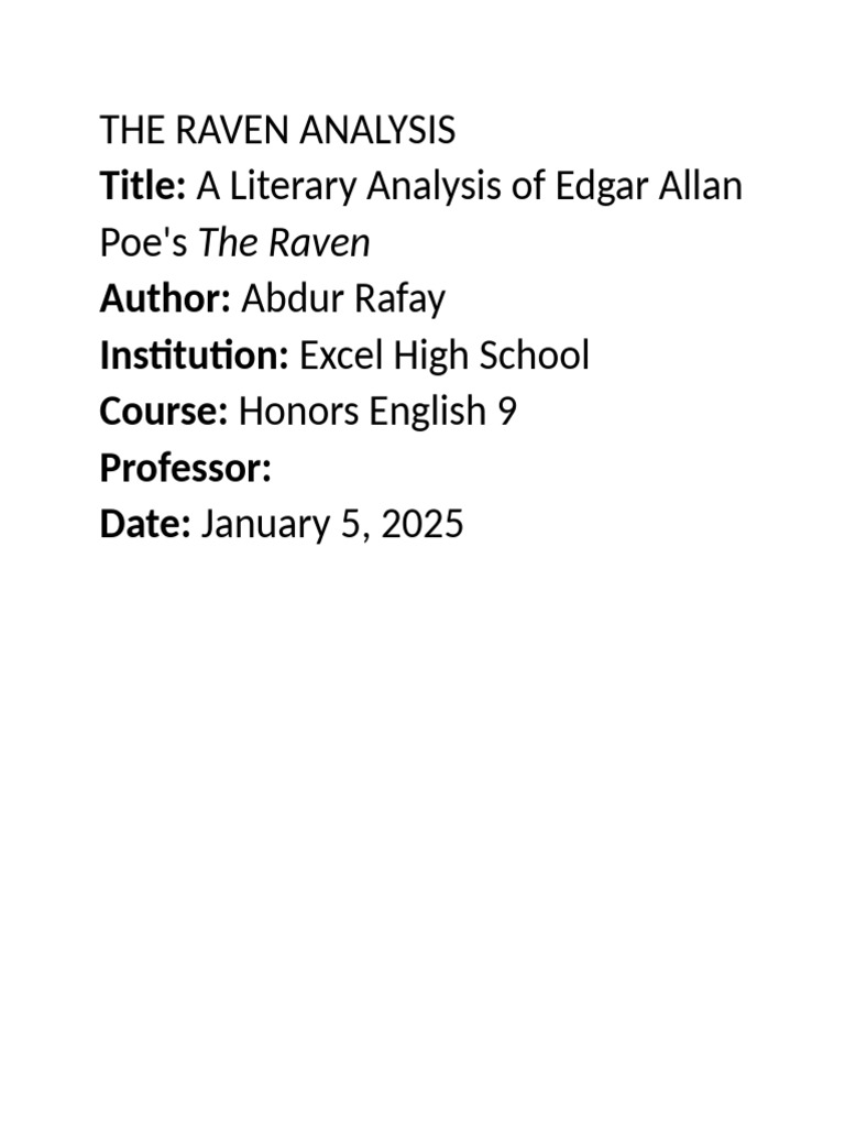 The Raven Analysis Essay | PDF | The Raven