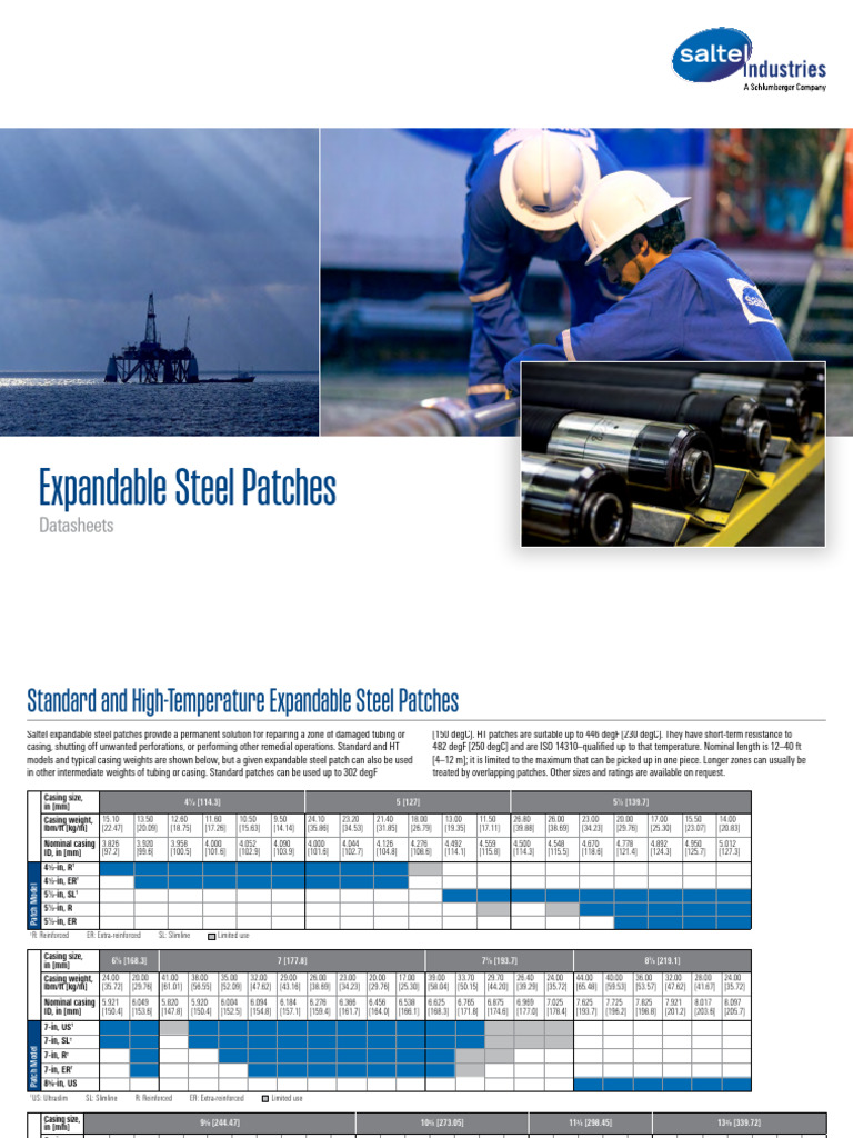 Saltel Expandable Steel Patches Datasheets | PDF | Physical Quantities ...