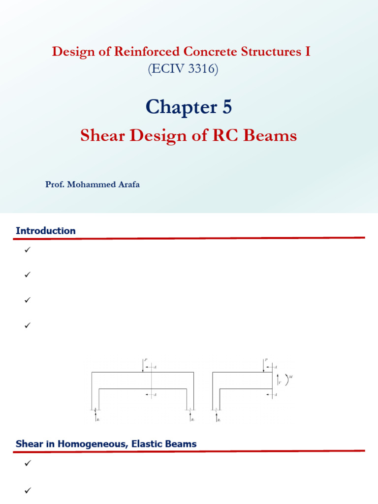 Chapter-5 - Shear Design of RC Beams | PDF | Bending | Fracture