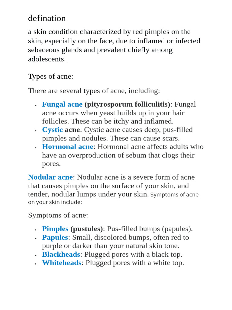 A Skin Condition Characterized by Red Pimples on the Skin | PDF