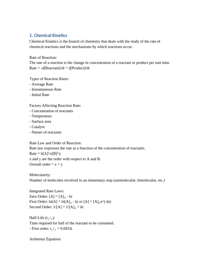 Physical Chemistry Complete Detailed Notes | PDF | Reaction Rate ...
