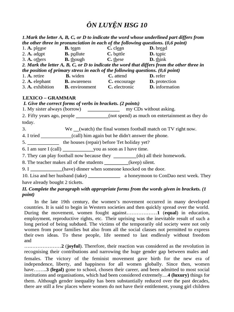 Ôn Luyện Hsg 10 - Form | PDF | Agriculture | Urban Agriculture