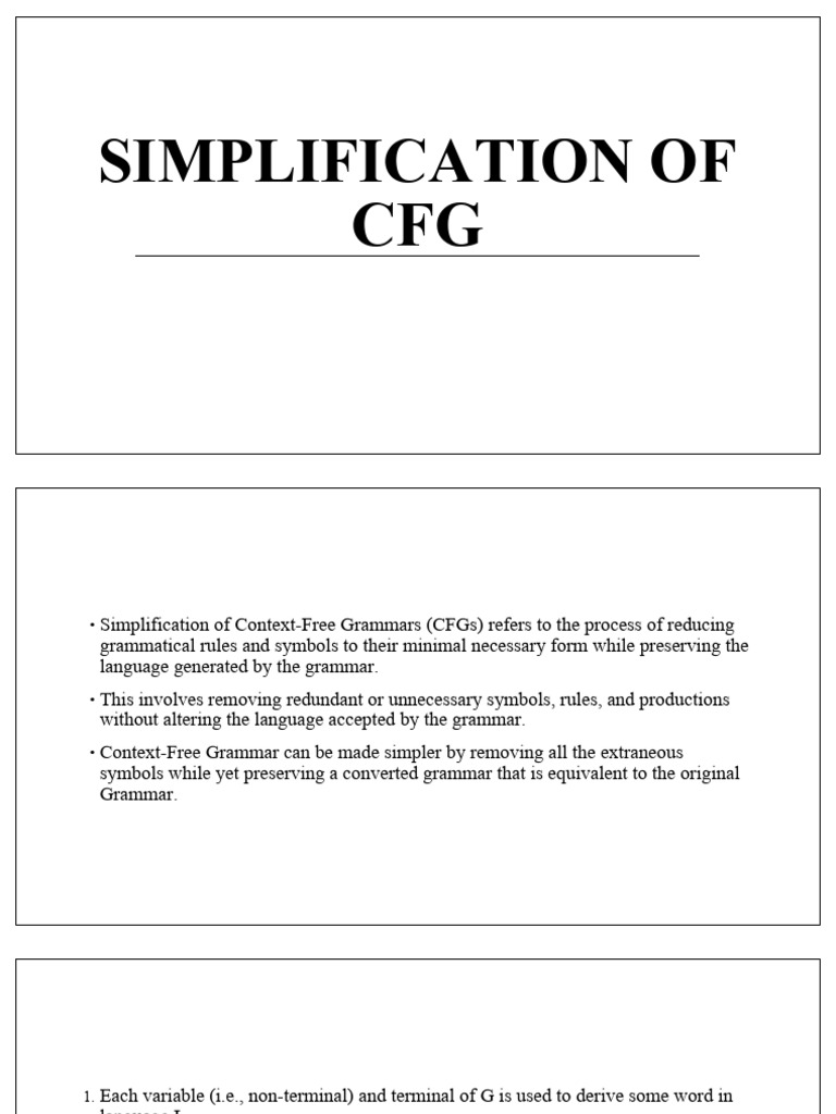 simplification of CFG (1) | PDF | Syntax | Grammar