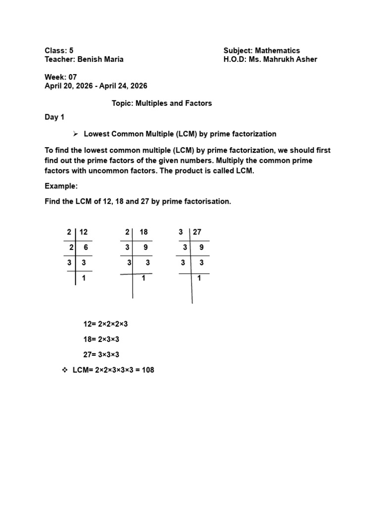 Class 5 Mathematics Week 7 | PDF | Abstract Algebra | Discrete Mathematics