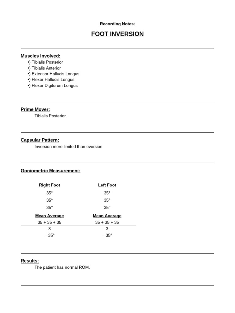 Foot Inversion Notes | PDF